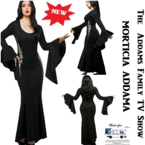 Morticia Addams Womens Costume Deluxe Costume Medium  🆕SHIPS FAST😮‍💨⚡🚚 - Picture 1 of 15